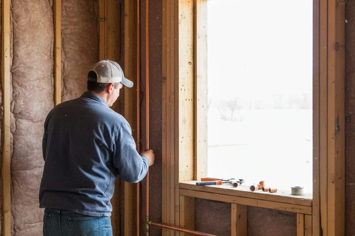 Licensed plumber running new copper supply lines in a China Spring home