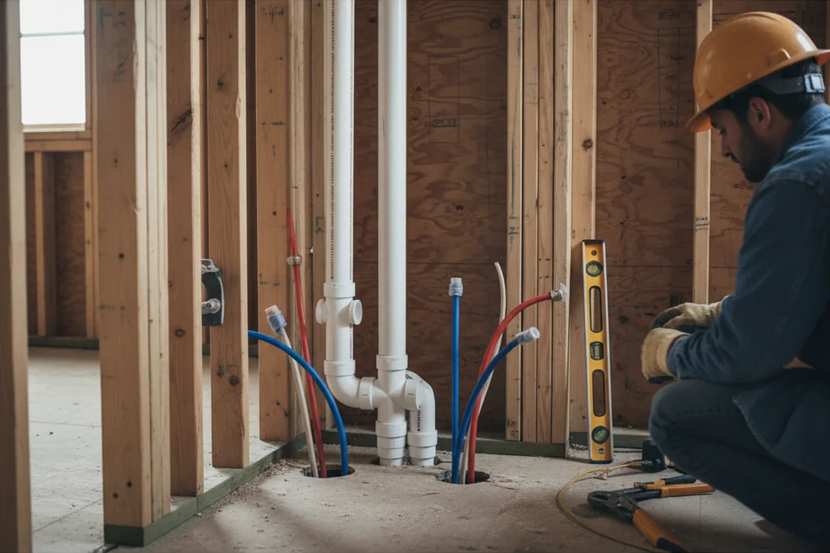 Drain and supply rough-in during Toilet Repair and Installation in China Spring