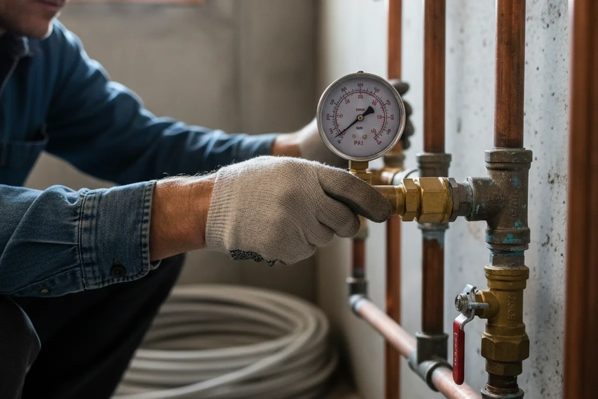 Pressure testing a repaired line during Water Line Repair in China Spring
